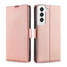 For Samaung Galaxy S22 5G Ultra-thin Voltage Buckle PU + TPU Horizontal Flip Leather Case with Holder & Card Slot(Rose Gold) - 1