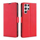 For Samaung Galaxy S22 Ultra 5G Ultra-thin Voltage Buckle PU + TPU Horizontal Flip Leather Case with Holder & Card Slot(Red) - 1