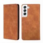 For Samaung Galaxy S22 5G Skin Feel Magnetic Horizontal Flip Leather Case with Holder & Card Slots(Light Brown) - 1