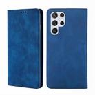 For Samaung Galaxy S22 Ultra 5G Skin Feel Magnetic Horizontal Flip Leather Case with Holder & Card Slots(Blue) - 1