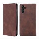 For Samsung Galaxy A13 5G Skin Feel Magnetic Horizontal Flip Leather Case with Holder & Card Slots(Dark Brown) - 1