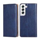 For Samaung Galaxy S22 5G Pure Color Magnetic Horizontal Flip Leather Case with Holder & Card Slot & Wallet(Blue) - 1