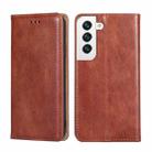 For Samaung Galaxy S22 5G Pure Color Magnetic Horizontal Flip Leather Case with Holder & Card Slot & Wallet(Brown) - 1