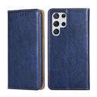 For Samaung Galaxy S22 Ultra 5G Pure Color Magnetic Horizontal Flip Leather Case with Holder & Card Slot & Wallet(Blue) - 1