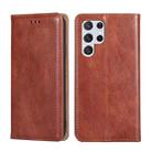 For Samaung Galaxy S22 Ultra 5G Pure Color Magnetic Horizontal Flip Leather Case with Holder & Card Slot & Wallet(Brown) - 1