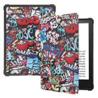 For Amazon Kindle Paperwhite 2021 Painted Voltage Caster Texture TPU Horizontal Flip Tablet Leather Case with Sleep / Wake-up Function(Graffiti) - 1
