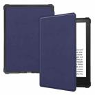 For Amazon Kindle Paperwhite 2021 Solid Color Voltage Caster Texture TPU Horizontal Flip Tablet Leather Case with Sleep / Wake-up Function(Dark Blue) - 1