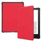 For Amazon Kindle Paperwhite 2021 Solid Color Voltage Caster Texture TPU Horizontal Flip Tablet Leather Case with Sleep / Wake-up Function(Red) - 1