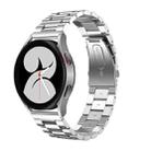 For Samsung Galaxy Watch4 Classic 42mm/46mm Universal Flat Head Three-bead Stainless Steel Watch Band(Silver) - 1