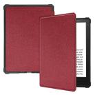 For Amazon Kindle Paperwhite 2021 Solid Color Voltage Denim Texture TPU Horizontal Flip Tablet Leather Case with Sleep / Wake-up Function(Wine Red) - 1