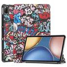 For Honor Tablet V7 Custer Painted Horizontal Flip Tablet PU Leather Case with Sleep / Wake-up Function & 3-Fold Holder(Graffiti) - 1