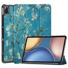 For Honor Tablet V7 Custer Painted Horizontal Flip Tablet PU Leather Case with Sleep / Wake-up Function & 3-Fold Holder(Apricot Blossom) - 1