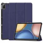 For Honor Tablet V7 Custer Pattern Pure Color Horizontal Flip Tablet Leather Case with Sleep / Wake-up Function & Three-folding Holder(Dark Blue) - 1