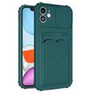 Sliding Camera Cover Design TPU Shockproof Case with Card Slot For iPhone 13 mini(Deep Green) - 1