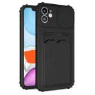 Sliding Camera Cover Design TPU Shockproof Case with Card Slot For iPhone 13(Black) - 1