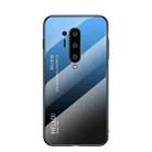 For OnePlus 8 Pro Gradient Color Painted TPU Edge Glass Case(Gradient Blue Black) - 1