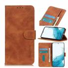 For Samsung Galaxy S22 5G KHAZNEH Retro Texture PU + TPU Horizontal Flip Leather Case with Holder & Card Slots & Wallet(Brown) - 1