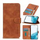 For Samsung Galaxy S22+ 5G KHAZNEH Retro Texture PU + TPU Horizontal Flip Leather Case with Holder & Card Slots & Wallet(Brown) - 1