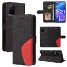 For vivo Y21 2020/Y21s/Y33s Dual-color Splicing Horizontal Flip PU Leather Case with Holder & Card Slots & Wallet(Black) - 1