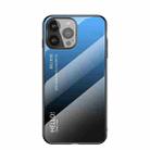 Gradient Color Painted TPU Edge Glass Case For iPhone 13 Pro(Gradient Blue Black) - 1