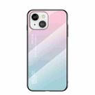 Gradient Color Painted TPU Edge Glass Case For iPhone 13(Gradient Pink Blue) - 1