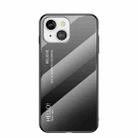 Gradient Color Painted TPU Edge Glass Case For iPhone 13(Gradient Black Grey) - 1