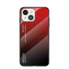 Gradient Color Painted TPU Edge Glass Case For iPhone 13(Gradient Red) - 1