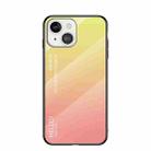 Gradient Color Painted TPU Edge Glass Case For iPhone 13 mini(Gradient Yellow) - 1