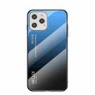 Gradient Color Painted TPU Edge Glass Case For iPhone 12 Pro Max(Gradient Blue Black) - 1