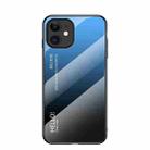 Gradient Color Painted TPU Edge Glass Case For iPhone 12(Gradient Blue Black) - 1