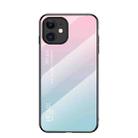 Gradient Color Painted TPU Edge Glass Case For iPhone 12 mini(Gradient Pink Blue) - 1