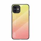 Gradient Color Painted TPU Edge Glass Case For iPhone 12 mini(Gradient Yellow) - 1
