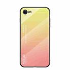 Gradient Color Painted TPU Edge Glass Case For iPhone SE 2022 / SE 2020 / 8 / 7(Gradient Yellow) - 1