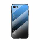 Gradient Color Painted TPU Edge Glass Case For iPhone SE 2022 / SE 2020 / 8 / 7(Gradient Blue Black) - 1