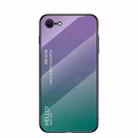 Gradient Color Painted TPU Edge Glass Case For iPhone SE 2022 / SE 2020 / 8 / 7(Gradient Purple) - 1