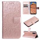 For vivo Y11s/Y12A/Y12s/Y20/Y20A/Y20s/Y20i/Y20G/Y20SG Pressed Printing Sunflower Pattern Horizontal Flip PU Leather Case with Holder & Card Slots & Wallet & Lanyard(Rose Gold) - 1