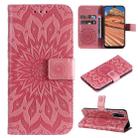 For vivo Y11s/Y12A/Y12s/Y20/Y20A/Y20s/Y20i/Y20G/Y20SG Pressed Printing Sunflower Pattern Horizontal Flip PU Leather Case with Holder & Card Slots & Wallet & Lanyard(Pink) - 1