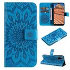 For vivo Y11s/Y12A/Y12s/Y20/Y20A/Y20s/Y20i/Y20G/Y20SG Pressed Printing Sunflower Pattern Horizontal Flip PU Leather Case with Holder & Card Slots & Wallet & Lanyard(Blue) - 1