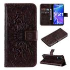 For vivo Y21/Y21s/Y33s Pressed Printing Sunflower Pattern Horizontal Flip PU Leather Case with Holder & Card Slots & Wallet & Lanyard(Brown) - 1