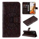 For Xiaomi 11T / 11T Pro Pressed Printing Sunflower Pattern Horizontal Flip PU Leather Case with Holder & Card Slots & Wallet & Lanyard(Brown) - 1