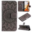 For Xiaomi 11T / 11T Pro Pressed Printing Sunflower Pattern Horizontal Flip PU Leather Case with Holder & Card Slots & Wallet & Lanyard(Grey) - 1