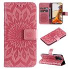 For Xiaomi 11T / 11T Pro Pressed Printing Sunflower Pattern Horizontal Flip PU Leather Case with Holder & Card Slots & Wallet & Lanyard(Pink) - 1