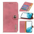 For Samsung Galaxy S22 5G KHAZNEH Cowhide Texture Horizontal Flip Leather Case with Holder & Card Slots & Wallet(Pink) - 1