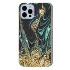 For iPhone 13 mini Marble Pattern PC Shockproof Protective Case (Dark Green Gold) - 1