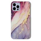 For iPhone 13 Marble Pattern PC Shockproof Protective Case(Purple Gold) - 1