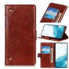 For Samsung Galaxy S22+ 5G Copper Buckle Nappa Texture Horizontal Flip Leather Case with Holder & Card Slots & Wallet(Brown) - 1