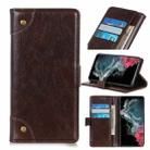 For Samsung Galaxy S22 Ultra 5G Copper Buckle Nappa Texture Horizontal Flip Leather Case with Holder & Card Slots & Wallet(Coffee) - 1