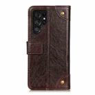 For Samsung Galaxy S22 Ultra 5G Copper Buckle Nappa Texture Horizontal Flip Leather Case with Holder & Card Slots & Wallet(Coffee) - 3
