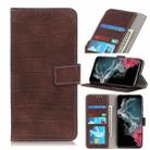 For Samsung Galaxy S22 Ultra 5G Magnetic Crocodile Texture Horizontal Flip Leather Case with Holder & Card Slots & Wallet(Brown) - 1