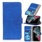For Samsung Galaxy S22 Ultra 5G Magnetic Crocodile Texture Horizontal Flip Leather Case with Holder & Card Slots & Wallet(Blue) - 1